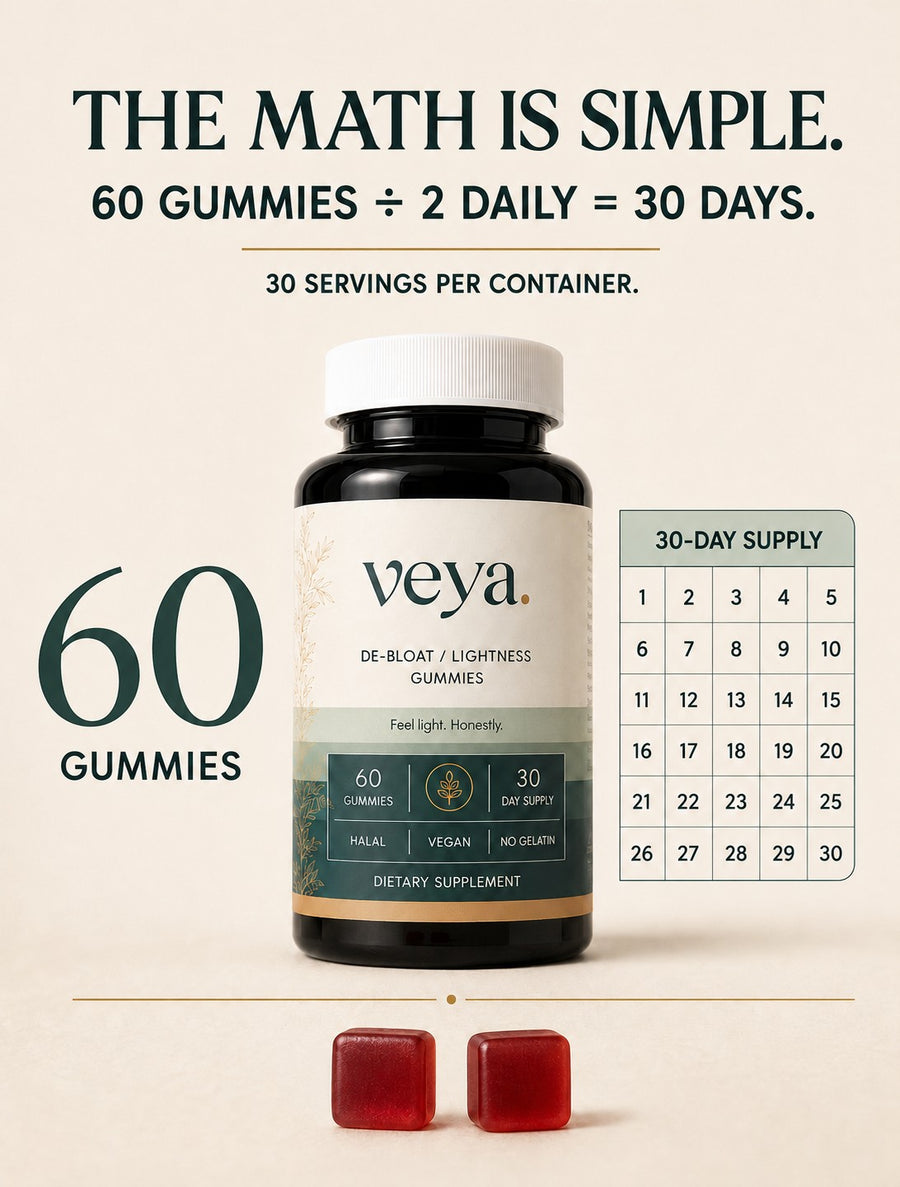 The Veya jar beside a thirty-day calendar.