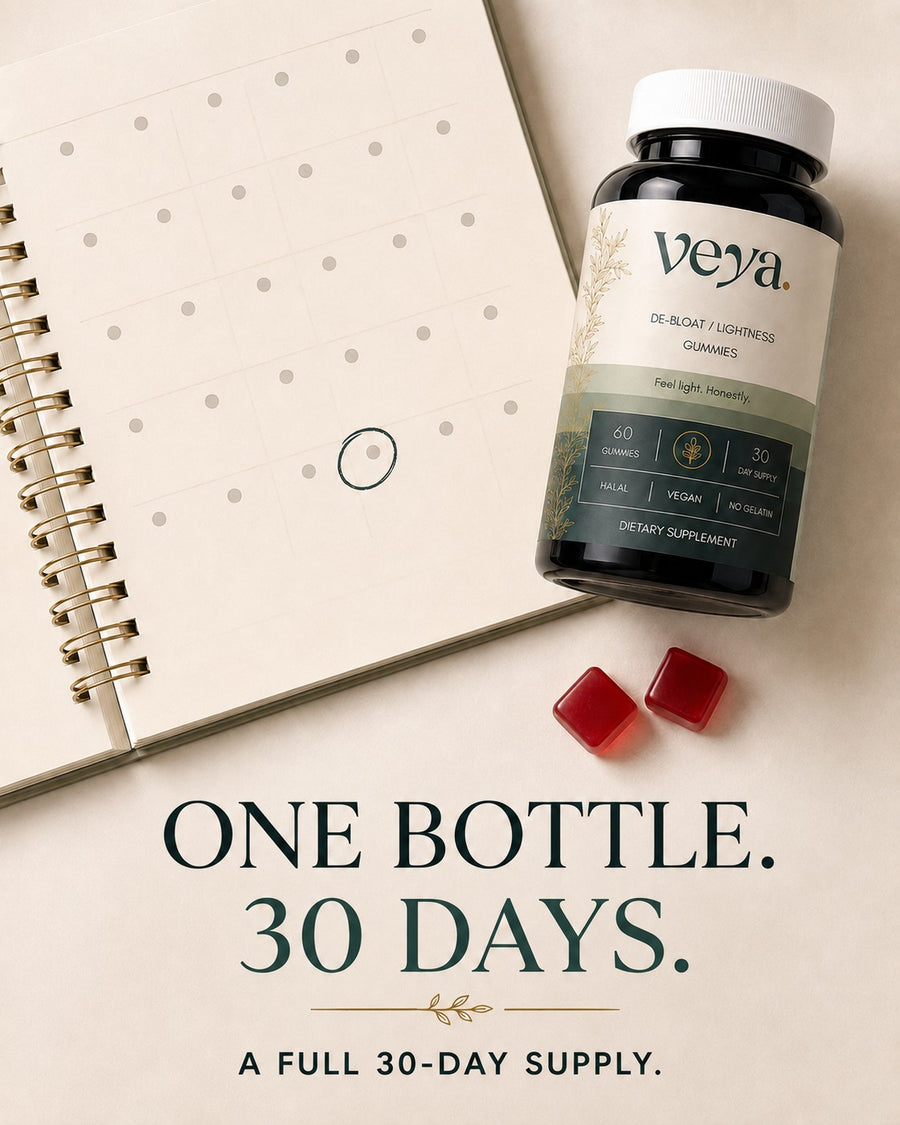 The Veya jar on a notebook.